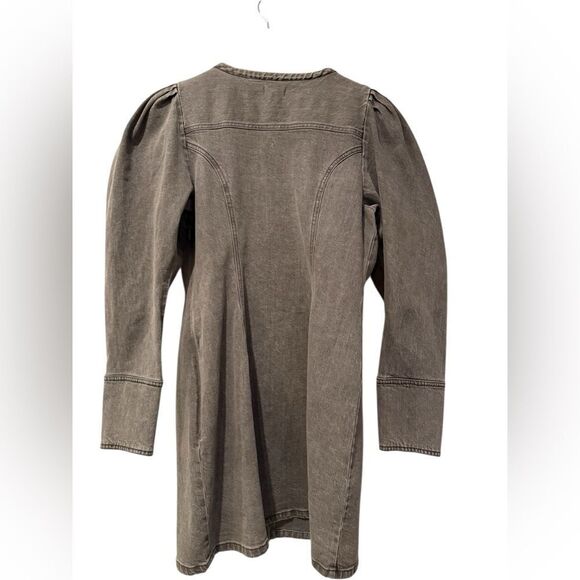 NWT Pilcro Puff Sleeve Mini Denim Gray  Dress - Picture 6 of 9